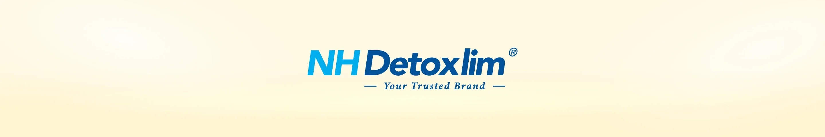 The logo for NH Detoxlim, featuring the brand name in blue and light blue text with the tagline 'Your Trusted Brand' underneath, set against a plain white background.